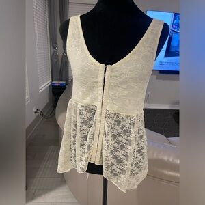 Y2K Wet Seal lace net hook & eye blouse S/M